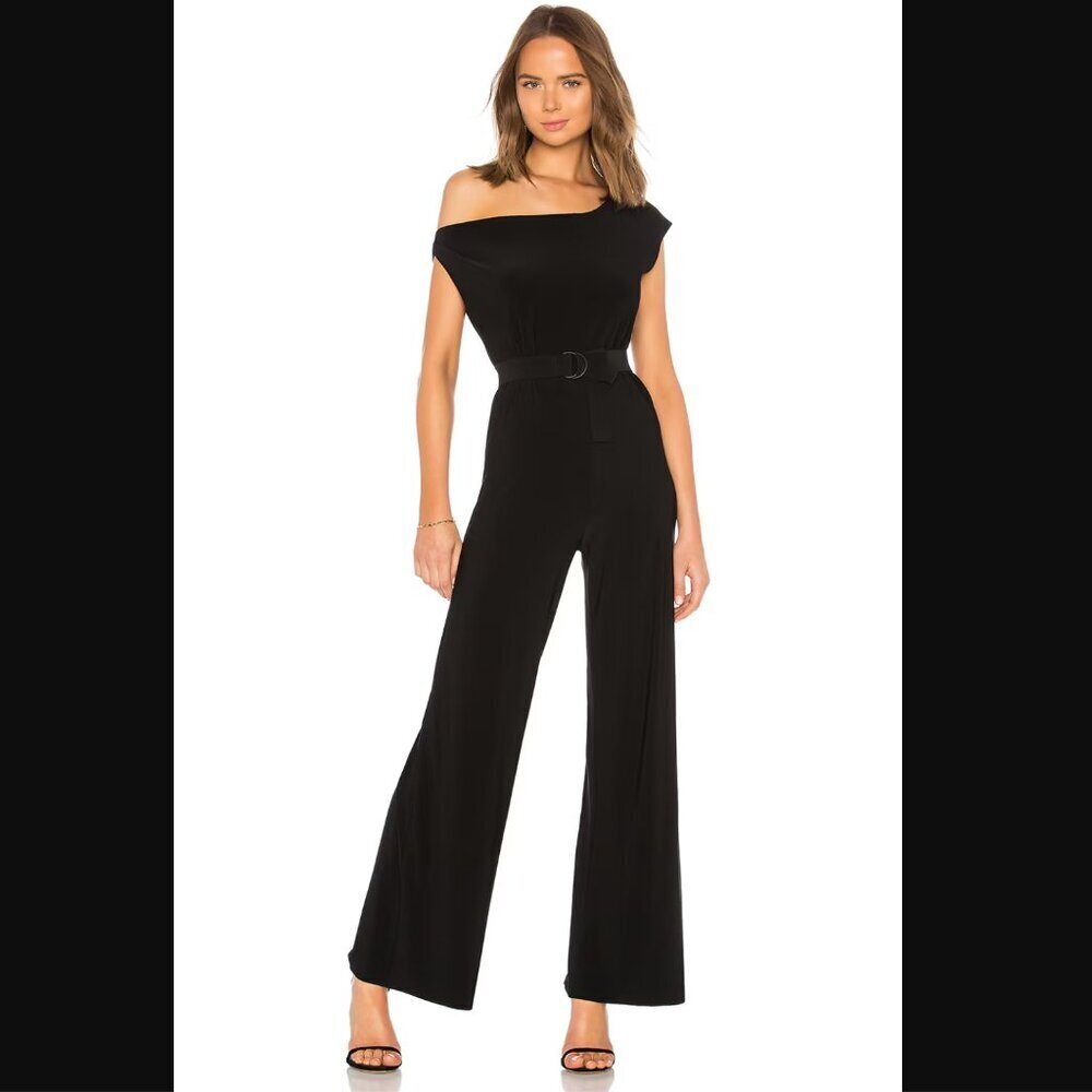 Norma Kamali Drop Shoulder Jumpsuit Black Size Small $165